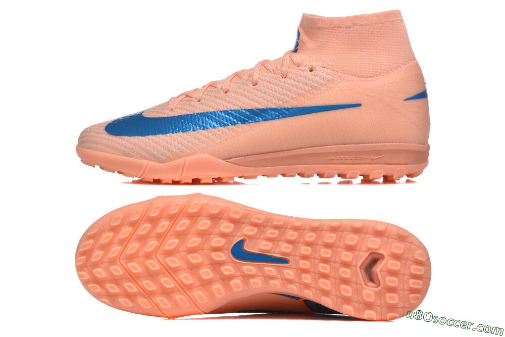 Nike Air Zoom Mercurial Superfly 10 Elite TF Artificial Turf Soccer Shoes - Peach/Sky Blue/Coral Pink 0