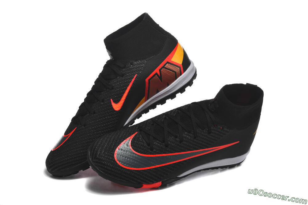Nike Air Zoom Mercurial Superfly 10 Elite TF Artificial Turf Soccer Shoes - Black/Fiery Red/Sunshine Yellow 6