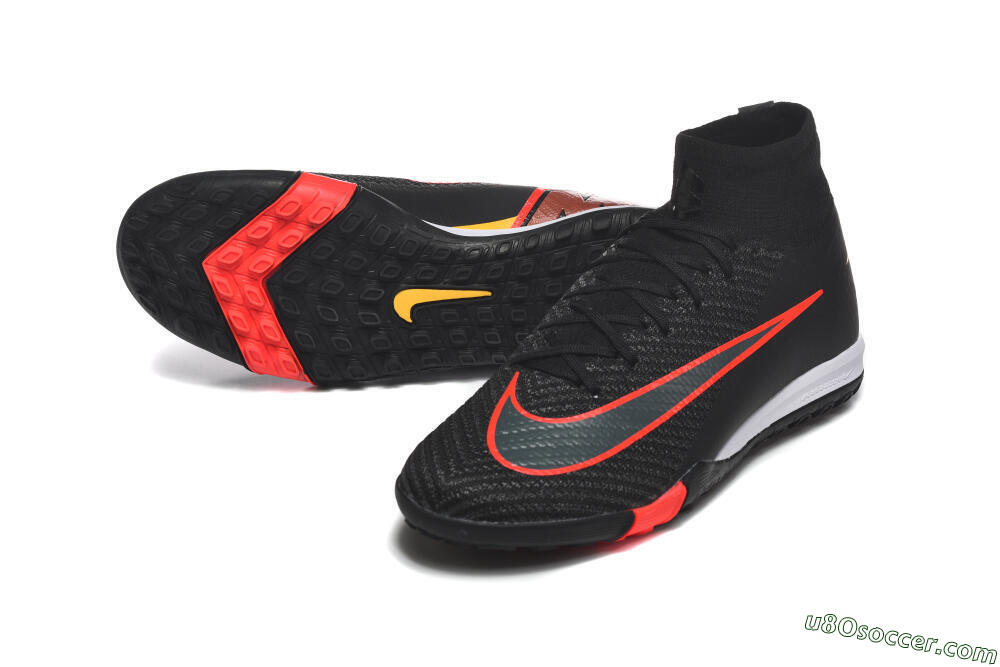 Nike Air Zoom Mercurial Superfly 10 Elite TF Artificial Turf Soccer Shoes - Black/Fiery Red/Sunshine Yellow 3