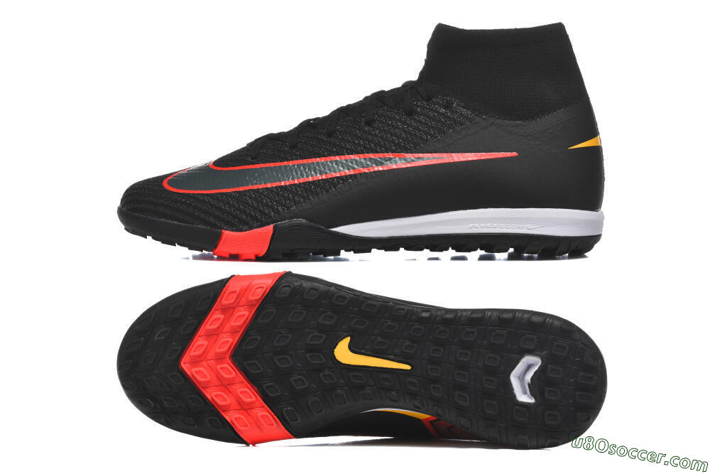 Nike Air Zoom Mercurial Superfly 10 Elite TF Artificial Turf Soccer Shoes - Black/Fiery Red/Sunshine Yellow 0