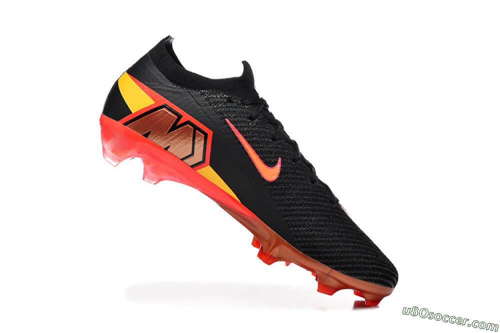 Nike Air Zoom Mercurial Vapor 16 Elite FG Firm Ground Soccer Cleats - Black/Electric Red/Flame Orange 7