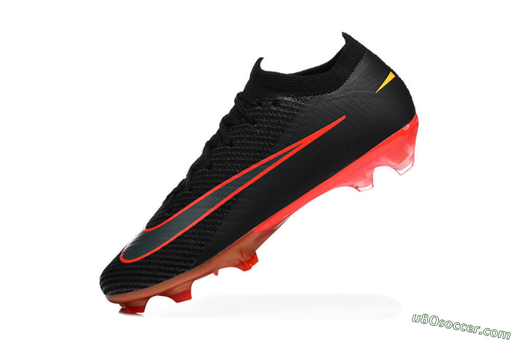Nike Air Zoom Mercurial Vapor 16 Elite FG Firm Ground Soccer Cleats - Black/Electric Red/Flame Orange 8