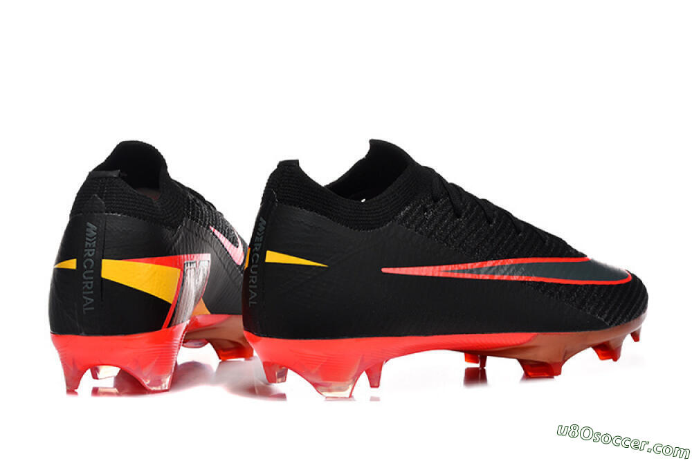 Nike Air Zoom Mercurial Vapor 16 Elite FG Firm Ground Soccer Cleats - Black/Electric Red/Flame Orange 9
