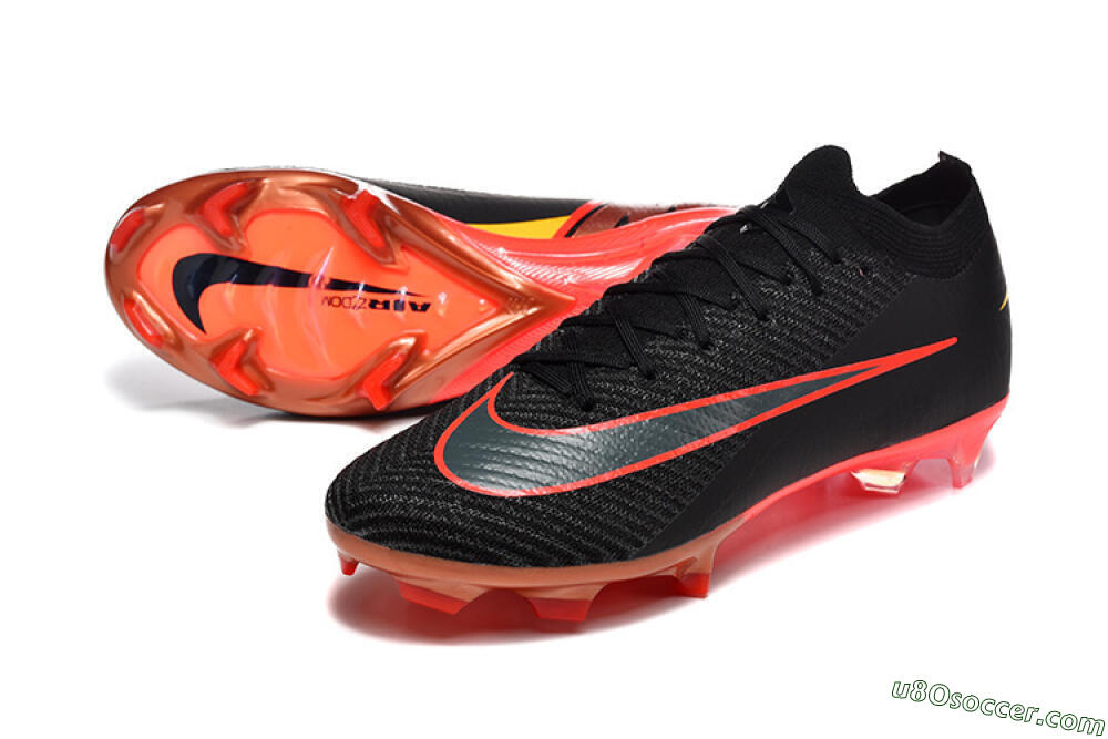 Nike Air Zoom Mercurial Vapor 16 Elite FG Firm Ground Soccer Cleats - Black/Electric Red/Flame Orange 3