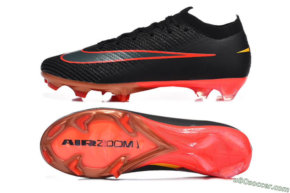 Nike Air Zoom Mercurial Vapor 16 Elite FG Firm Ground Soccer Cleats - Black/Electric Red/Flame Orange 0