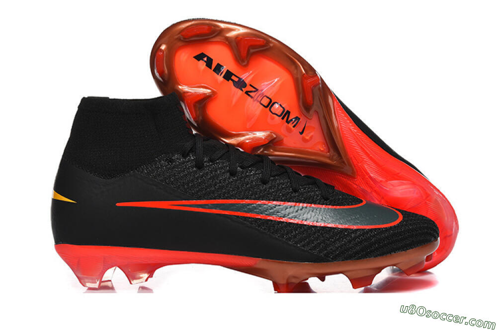 Nike Air Zoom Mercurial Superfly 10 Elite FG Firm Ground Soccer Cleats - Black/Fiery Red/Golden Yellow 1