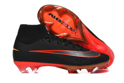 Nike Air Zoom Mercurial Superfly 10 Elite FG Firm Ground Soccer Cleats - Black/Fiery Red/Golden Yellow