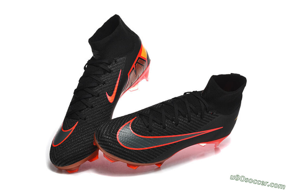 Nike Air Zoom Mercurial Superfly 10 Elite FG Firm Ground Soccer Cleats - Black/Fiery Red/Golden Yellow 6
