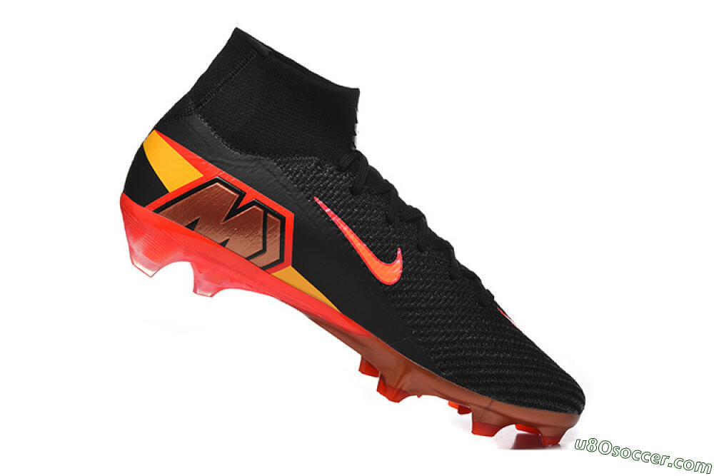 Nike Air Zoom Mercurial Superfly 10 Elite FG Firm Ground Soccer Cleats - Black/Fiery Red/Golden Yellow 7