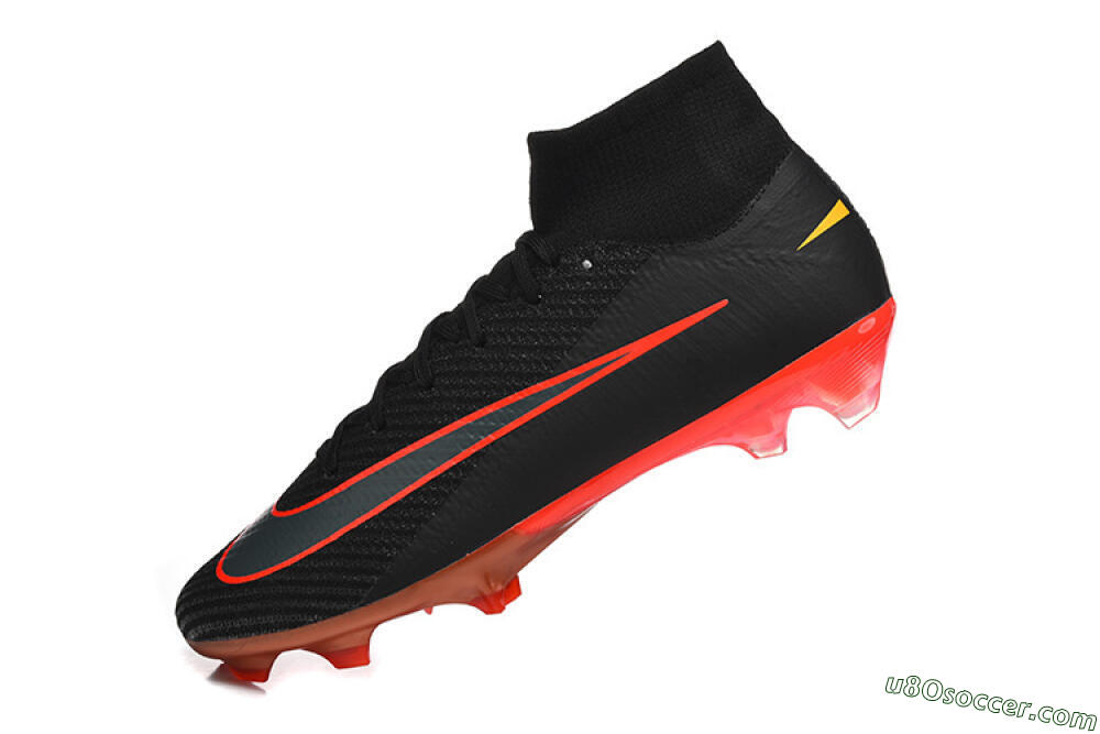 Nike Air Zoom Mercurial Superfly 10 Elite FG Firm Ground Soccer Cleats - Black/Fiery Red/Golden Yellow 8