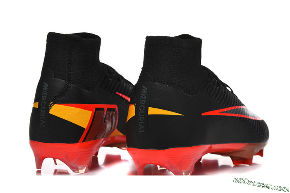 Nike Air Zoom Mercurial Superfly 10 Elite FG Firm Ground Soccer Cleats - Black/Fiery Red/Golden Yellow 9