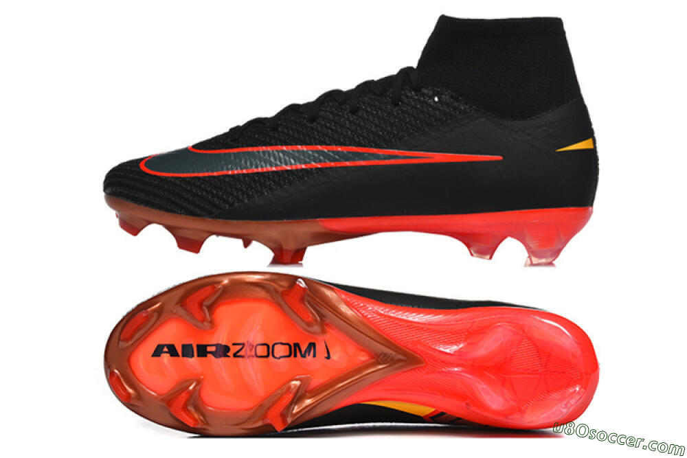 Nike Air Zoom Mercurial Superfly 10 Elite FG Firm Ground Soccer Cleats - Black/Fiery Red/Golden Yellow 0