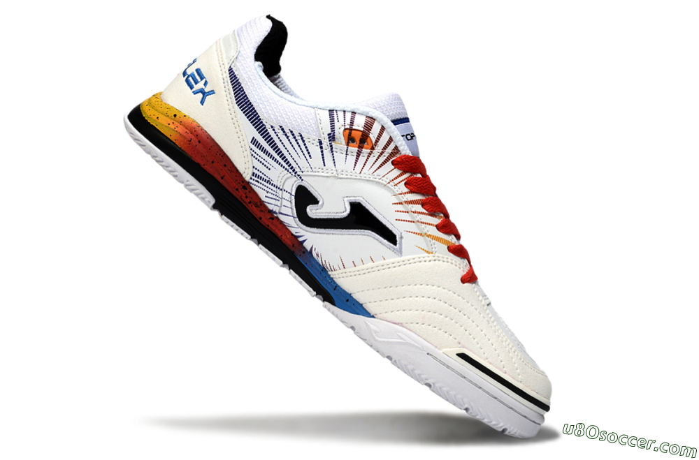 Joma Top Flex IC Indoor & Futsal Soccer Shoes - White/Fiery Red/Sapphire Blue 4