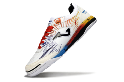 Joma Top Flex IC Indoor & Futsal Soccer Shoes - White/Fiery Red/Sapphire Blue