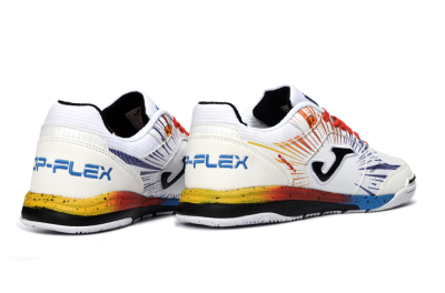 Joma Top Flex IC Indoor & Futsal Soccer Shoes - White/Fiery Red/Sapphire Blue