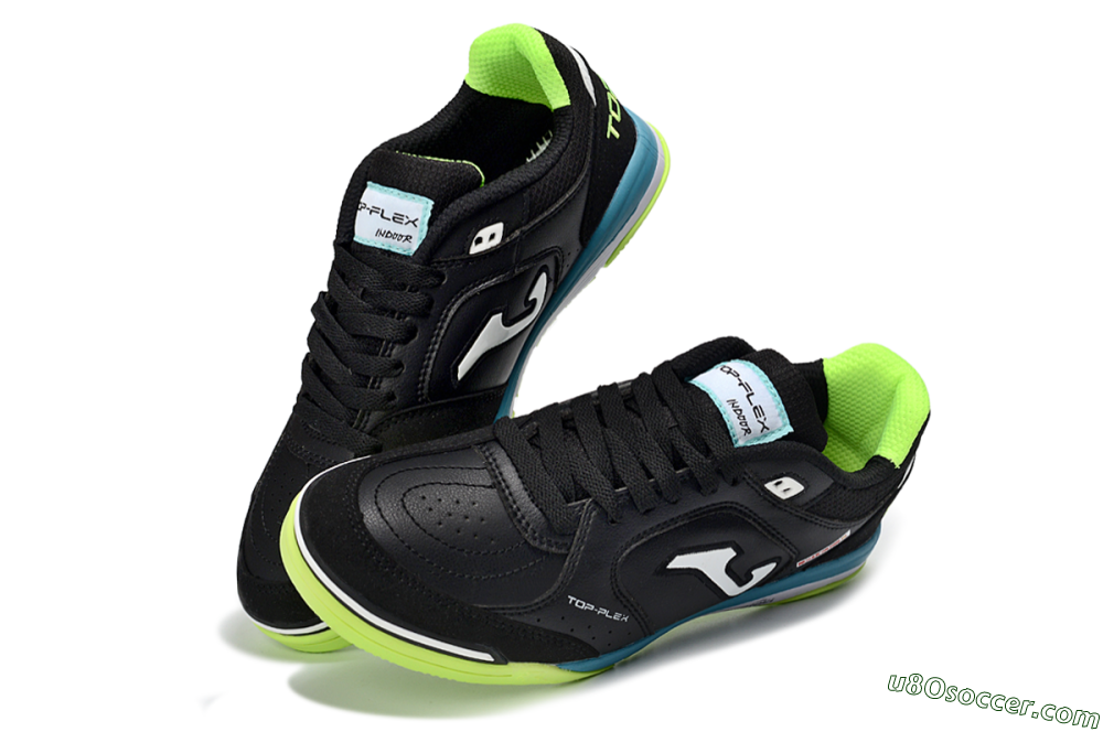 Joma Top Flex IC Indoor & Futsal Soccer Shoes - Black/Lime Green/Blue Lagoon 3
