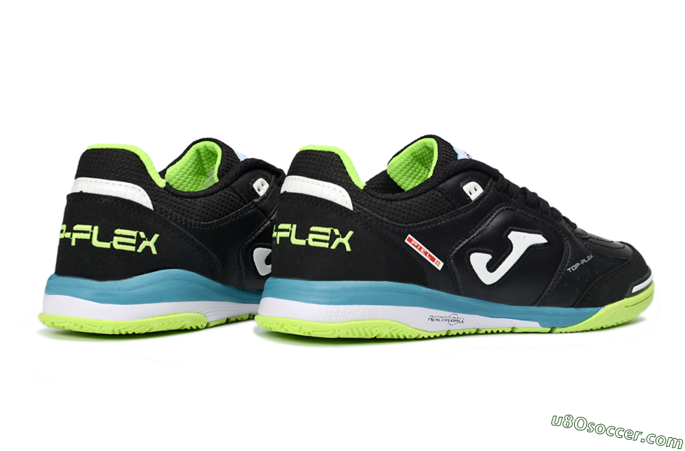 Joma Top Flex IC Indoor & Futsal Soccer Shoes - Black/Lime Green/Blue Lagoon 6