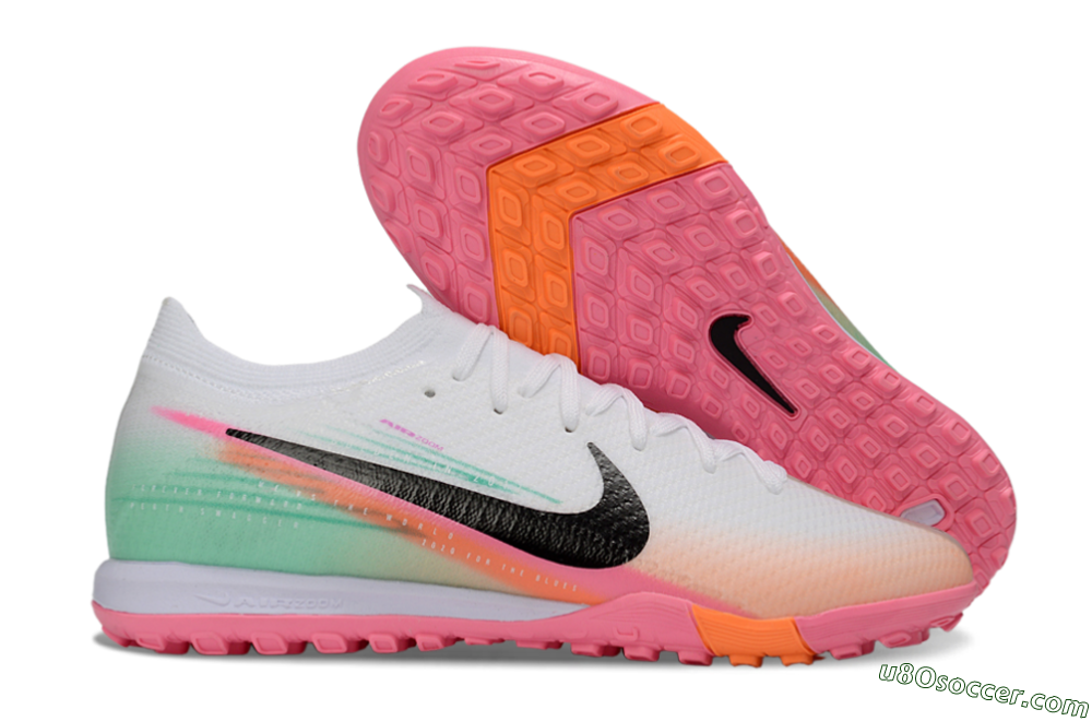 Nike Air Zoom Mercurial Vapor 16 Elite TF Artificial Turf Soccer Shoes - White/Coral Pink/Mint Green 1