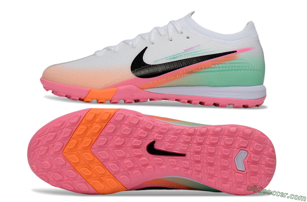 Nike Air Zoom Mercurial Vapor 16 Elite TF Artificial Turf Soccer Shoes - White/Coral Pink/Mint Green 0