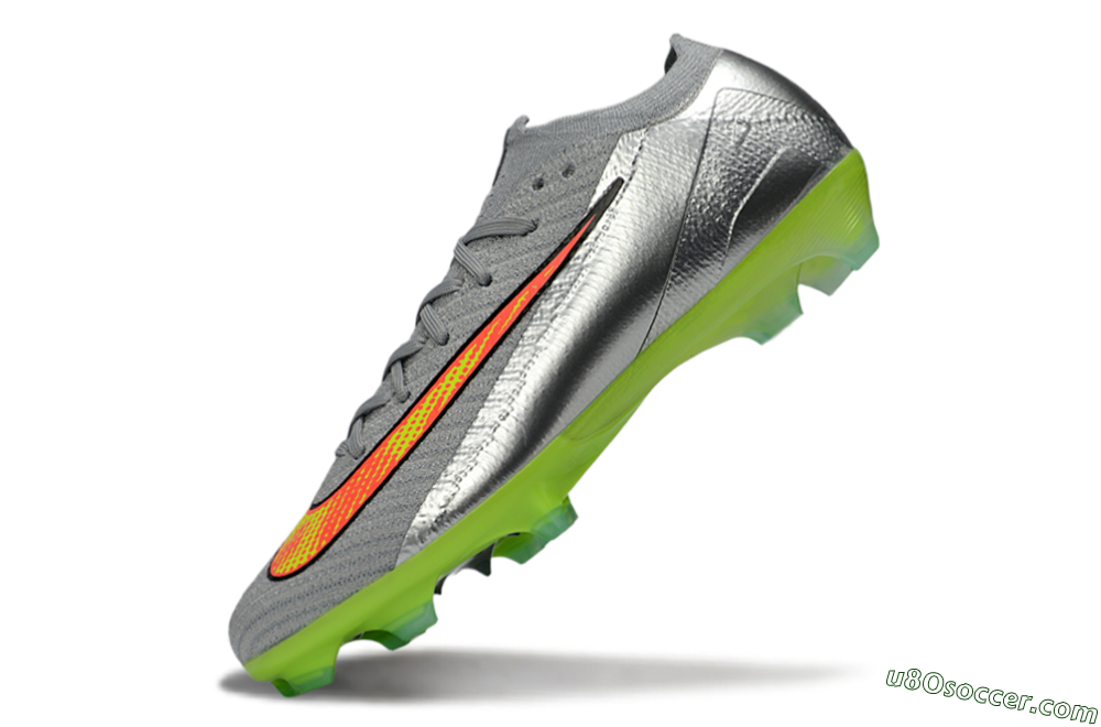 Nike Air Zoom Mercurial Vapor 16 Elite FG Firm Ground Soccer Cleats - Gray/Electric Green/Bright Red 5