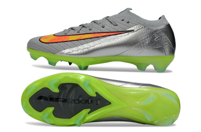 Nike Air Zoom Mercurial Vapor 16 Elite FG Firm Ground Soccer Cleats - Gray/Electric Green/Bright Red