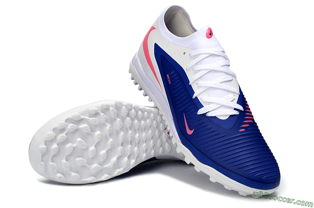 Nike Phantom 6 Low Elite TF Artificial Turf Soccer Shoes - Blue/Bright Pink/Sleek White 3