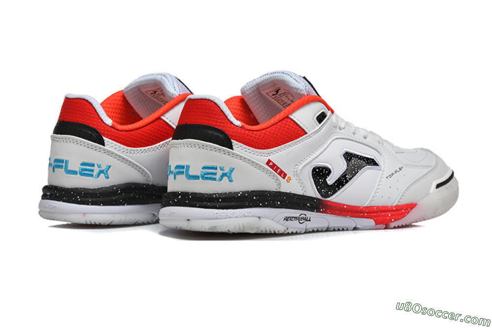 Joma Top Flex IC Indoor & Futsal Soccer Shoes - White/Electric Red/Black 9