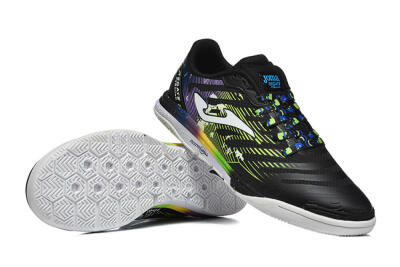 Joma Top Flex IC Indoor & Futsal Soccer Shoes - Black/Lime Green/Rainbow Gradient