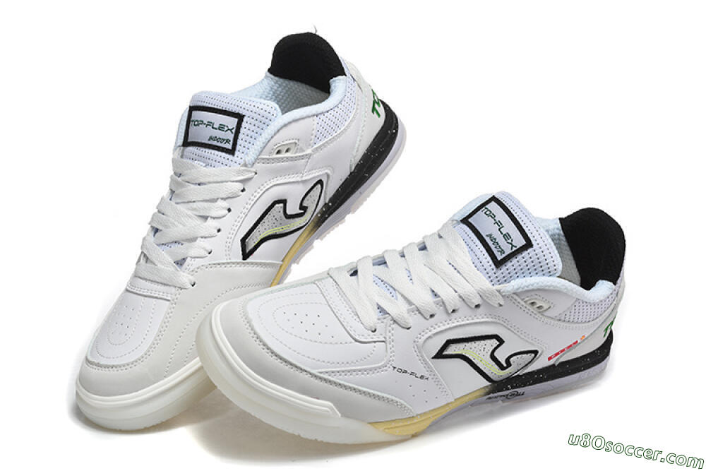 Joma Top Flex IC Indoor & Futsal Soccer Shoes - White/Electric Green/Jet Black 6