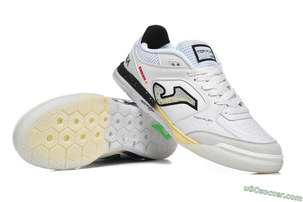 Joma Top Flex IC Indoor & Futsal Soccer Shoes - White/Electric Green/Jet Black 4
