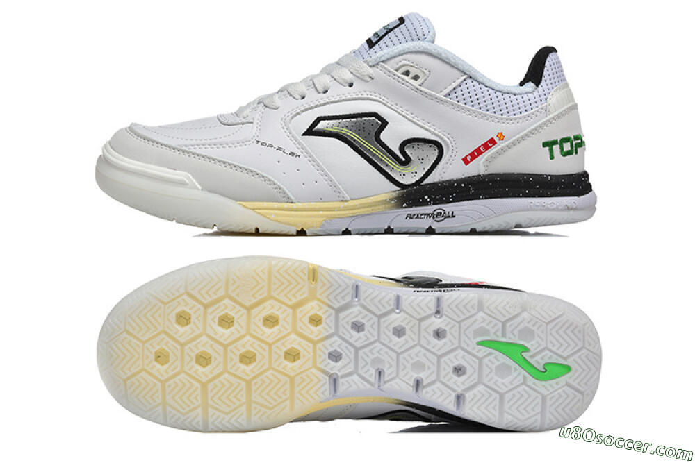 Joma Top Flex IC Indoor & Futsal Soccer Shoes - White/Electric Green/Jet Black 0