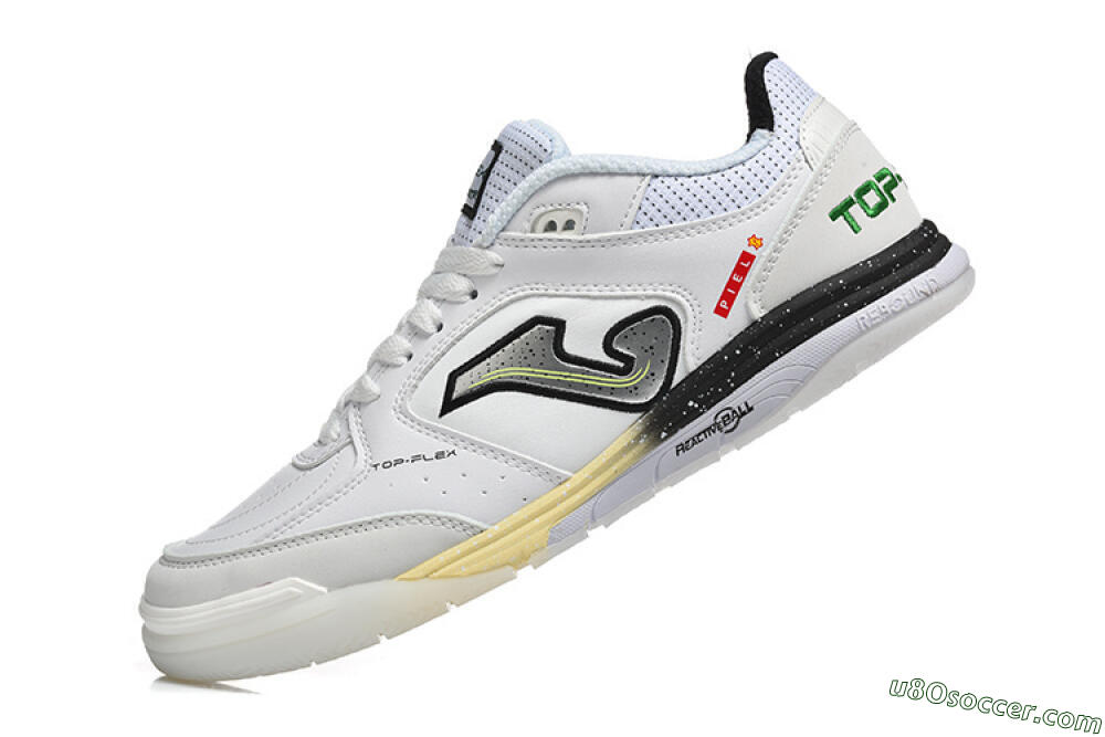 Joma Top Flex IC Indoor & Futsal Soccer Shoes - White/Electric Green/Jet Black 8