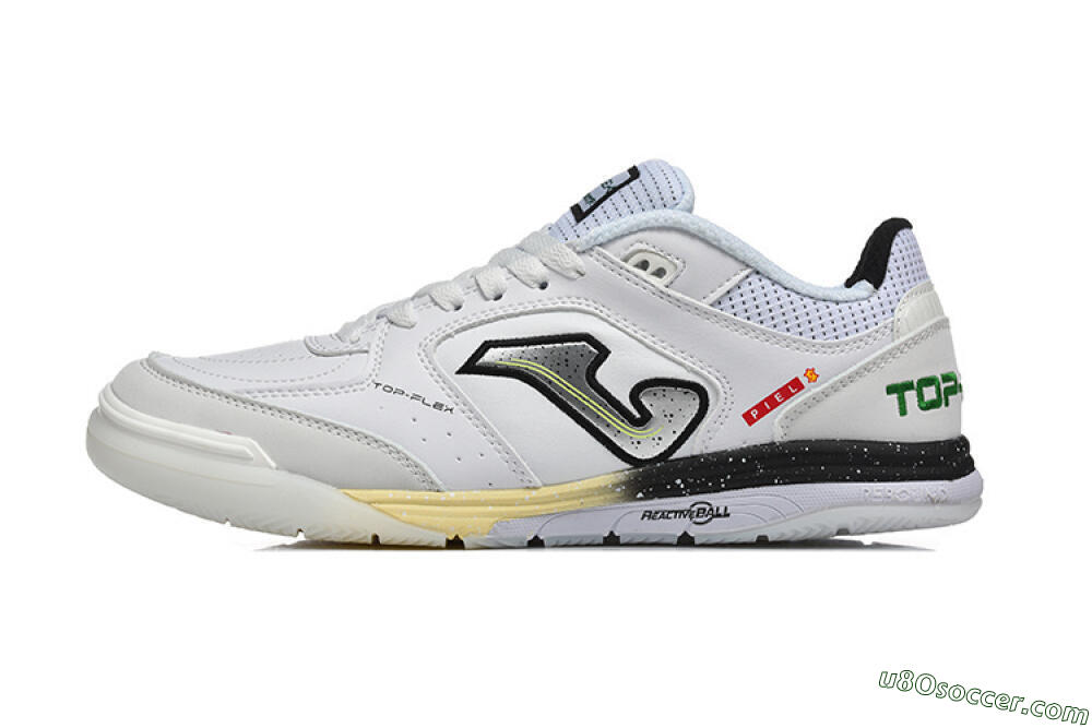 Joma Top Flex IC Indoor & Futsal Soccer Shoes - White/Electric Green/Jet Black 2