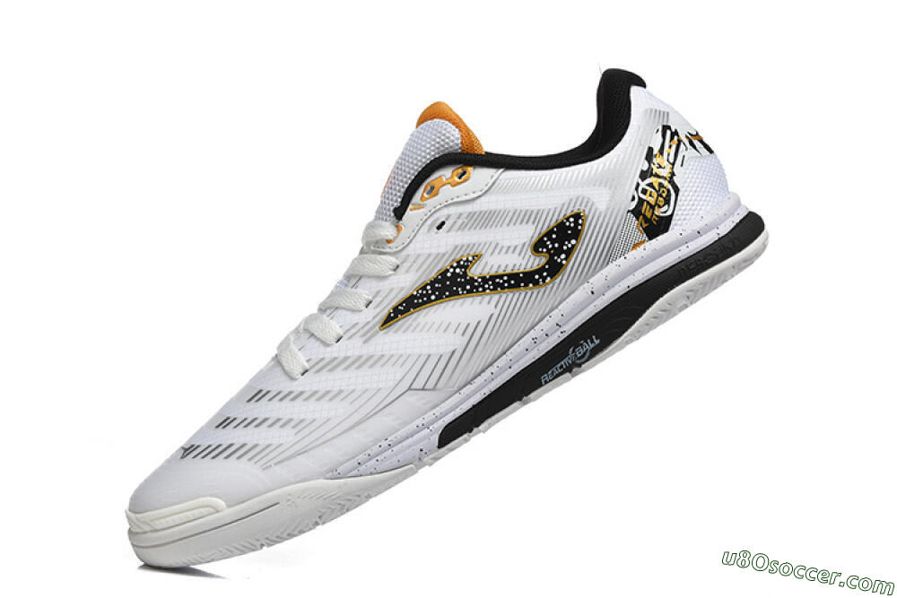 Joma Top Flex IC Indoor & Futsal Soccer Shoes - White/Bold Yellow/Black 8