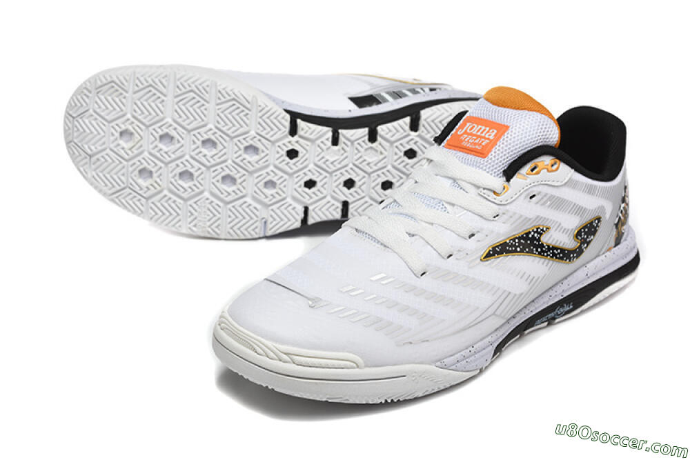 Joma Top Flex IC Indoor & Futsal Soccer Shoes - White/Bold Yellow/Black 3