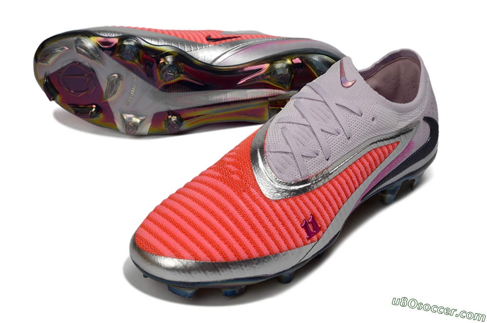 Nike Phantom 6 Low Elite FG Firm Ground Soccer Cleats - Red/Bright Coral/Steel Gray 3