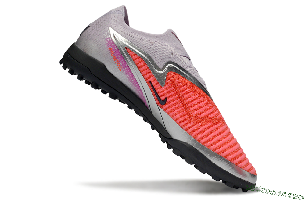 Nike Phantom 6 Low Elite TF Artificial Turf Soccer Shoes - Pink/Vibrant Coral/Metallic Silver 4