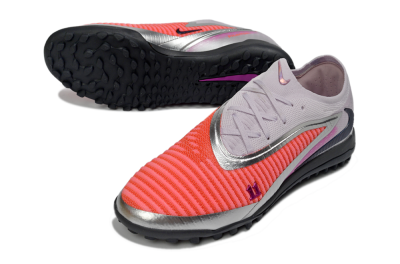 Nike Phantom 6 Low Elite TF Artificial Turf Soccer Shoes - Pink/Vibrant Coral/Metallic Silver