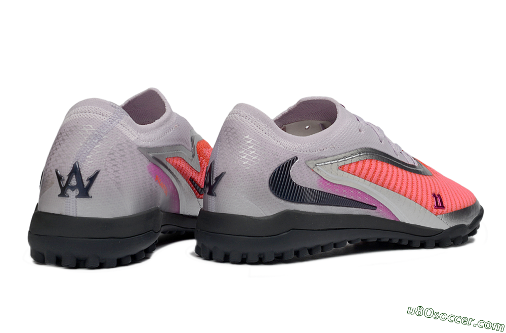 Nike Phantom 6 Low Elite TF Artificial Turf Soccer Shoes - Pink/Vibrant Coral/Metallic Silver 6