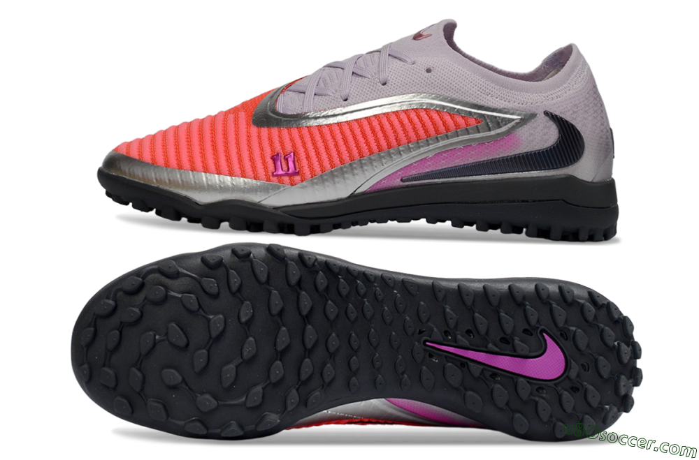 Nike Phantom 6 Low Elite TF Artificial Turf Soccer Shoes - Pink/Vibrant Coral/Metallic Silver 0