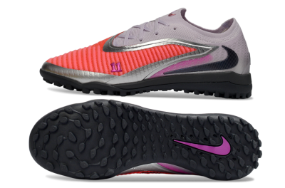 Nike Phantom 6 Low Elite TF Artificial Turf Soccer Shoes - Pink/Vibrant Coral/Metallic Silver