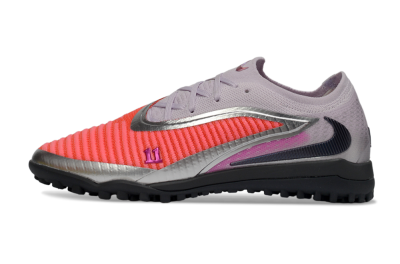 Nike Phantom 6 Low Elite TF Artificial Turf Soccer Shoes - Pink/Vibrant Coral/Metallic Silver