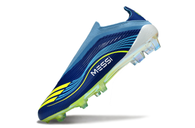Messi x Adidas F50 Elite Laceless FG Firm Ground Soccer Cleats - Blue/Electric Blue/Lime Green