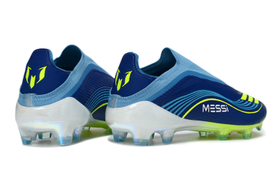Messi x Adidas F50 Elite Laceless FG Firm Ground Soccer Cleats - Blue/Electric Blue/Lime Green