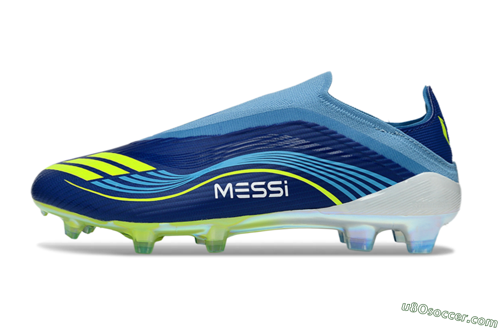 Messi x Adidas F50 Elite Laceless FG Firm Ground Soccer Cleats - Blue/Electric Blue/Lime Green 2