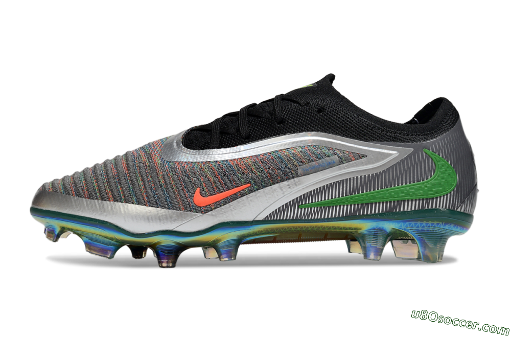 Nike Phantom 6 Low Elite FG Firm Ground Soccer Cleats - Black/Neon Green/Fiery Orange 2