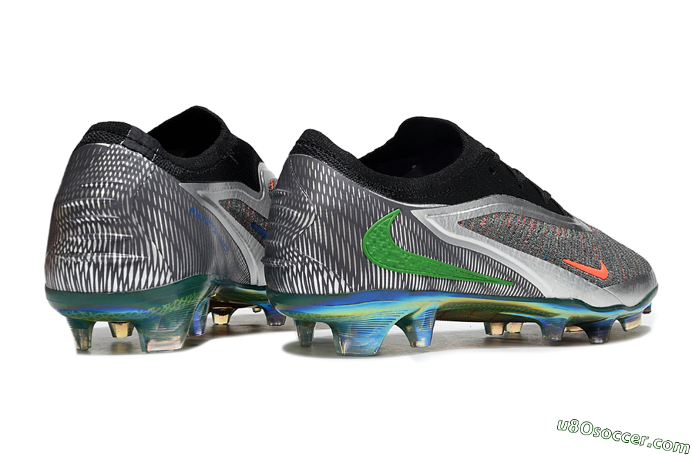 Nike Phantom 6 Low Elite FG Firm Ground Soccer Cleats - Black/Neon Green/Fiery Orange 6