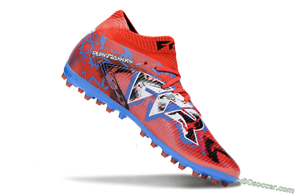 Puma Future 8 Ultimate MG Multi Ground Soccer Cleats - Red/Electric Blue/Fiery Red 4