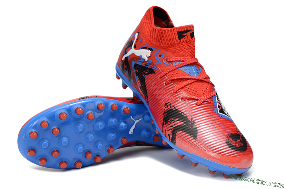 Puma Future 8 Ultimate MG Multi Ground Soccer Cleats - Red/Electric Blue/Fiery Red 3