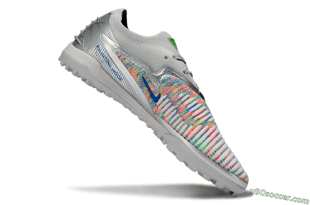 Nike Phantom 6 Low Elite TF Artificial Turf Soccer Shoes - Gray/Vibrant Green/Futuristic Silver 4